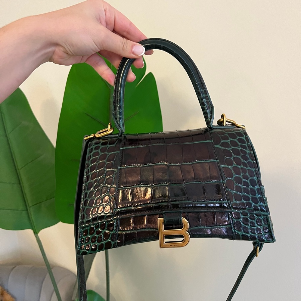 Balenciaga Dark Green Crocodile Embossed Bag - Picture 3 of 9
